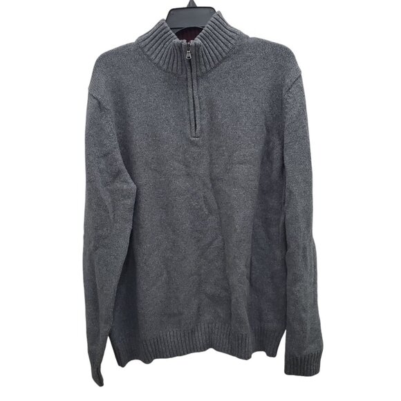 Lands' End Men's Big & Tall Gray Wool Blend 1/4 Zip‎ Mock Neck Sweater Size XLT - Picture 1 of 7